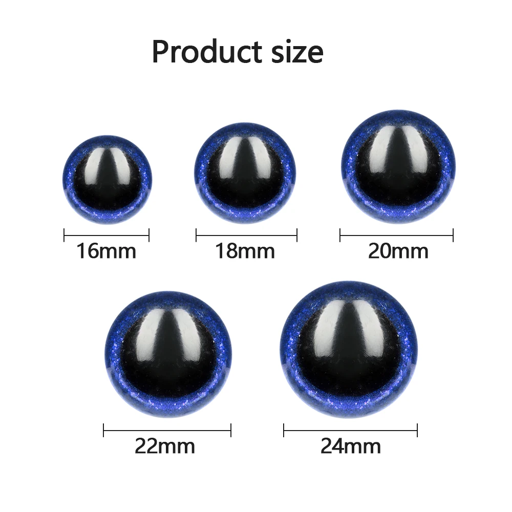 Ojos de peluche de plástico con purpurina brillante, accesorios para juguetes de peluche, fabricación de oso de juguete DIY, 16mm, 18mm, 20mm, 22mm,