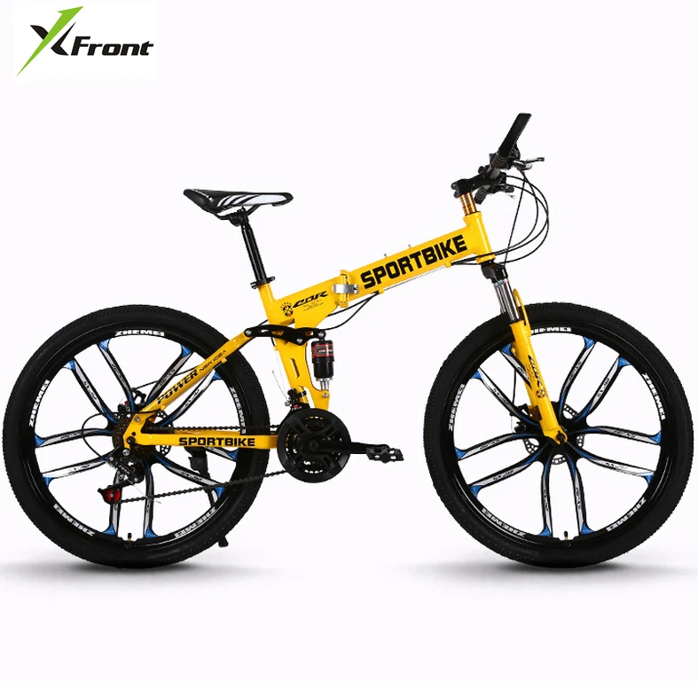 New X-Front brand 26 inch carbon steel 21/24/27 speed one piece wheel folding bike downhill bicicleta MTB mountain bicycle