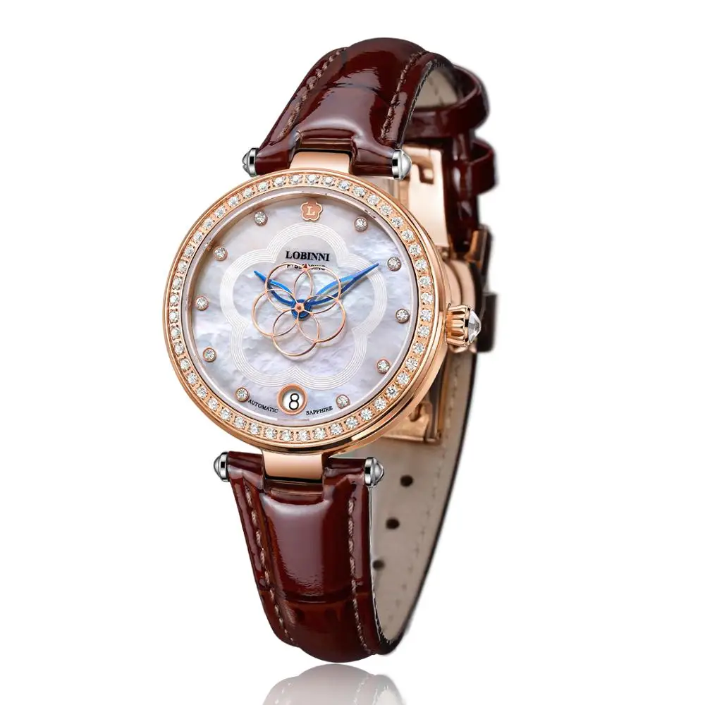 LOBINNI Switzerland Luxury Brand Ladies Mechanical Automatic Self-Wind Sapphire Watch Women Fashion Importers Waterproof Watches