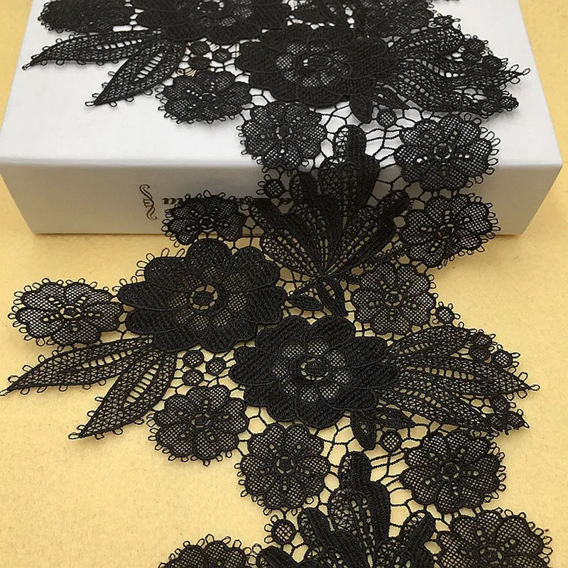 Sale Widening Water-soluble Embroidery Thin Thread Black Eyelash Lace Fabric DIY Dress Cheongsam Sewing Decorative Accessories