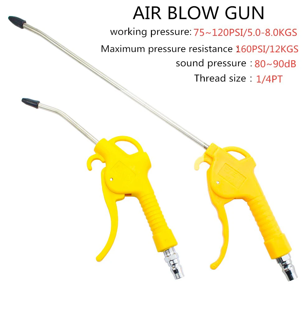 Geel Hoge-Kwaliteit Plastic Stof Blazen Pistool Lucht Blazen Pistool Oranje Handvat Lucht Blazen Pistool Lange En Korte Type voor Air Compr