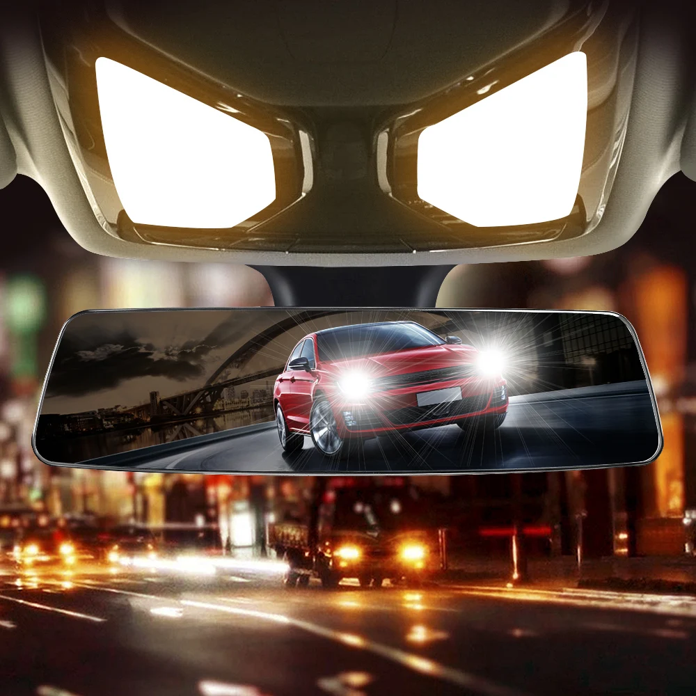 3000R Micro Curvature Lens Car Interior Rear View Mirror 2.5D Full Creen HD Glass Anti-glare Wide-angle Blue Frameless Mirror