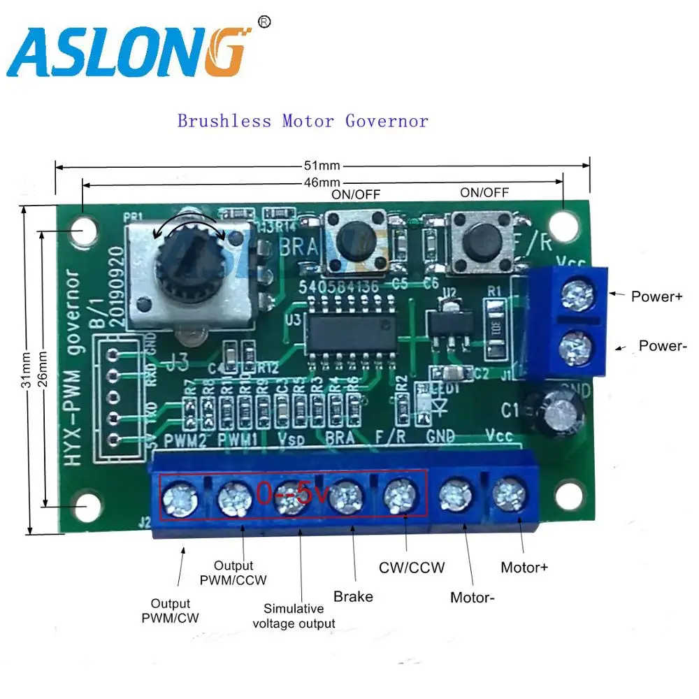 

speed controller for brushless dc motor pwm governor module for cw/ccw 5V Analog voltage speed regulation