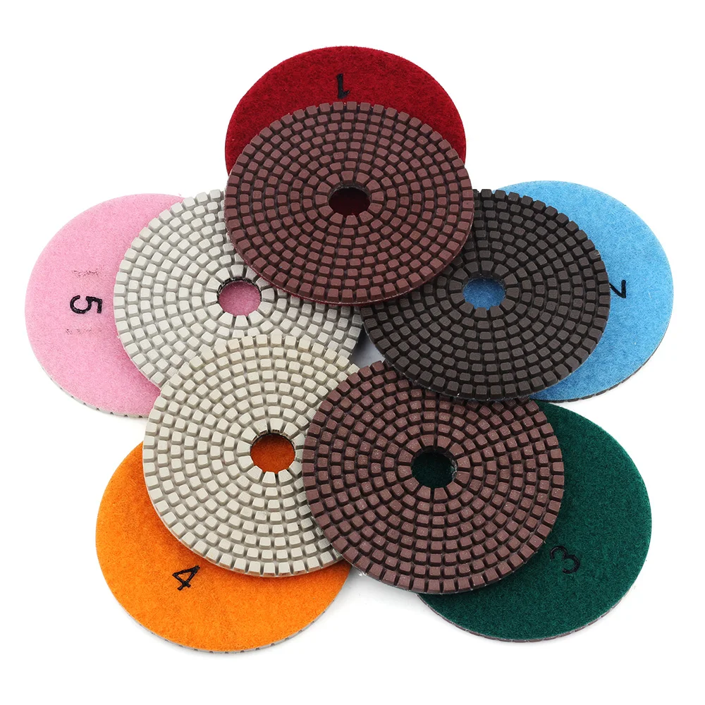 D100mm DC-C5PP02 high quality 5 step dry and wet use 4 inch diamond polishing pads for stone/concrete disc