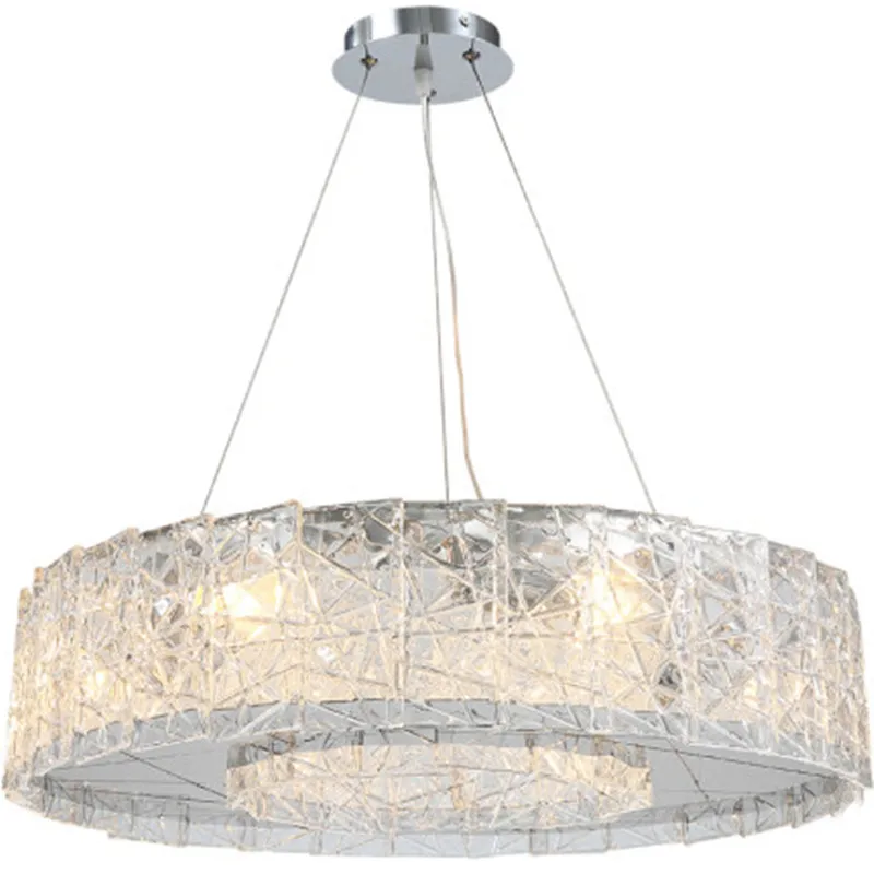 

New Arrival Modern Chandelier Lighting For Living Room Round Dining Glass LED Lamps Luxury Silver Hanging Light Fixtures