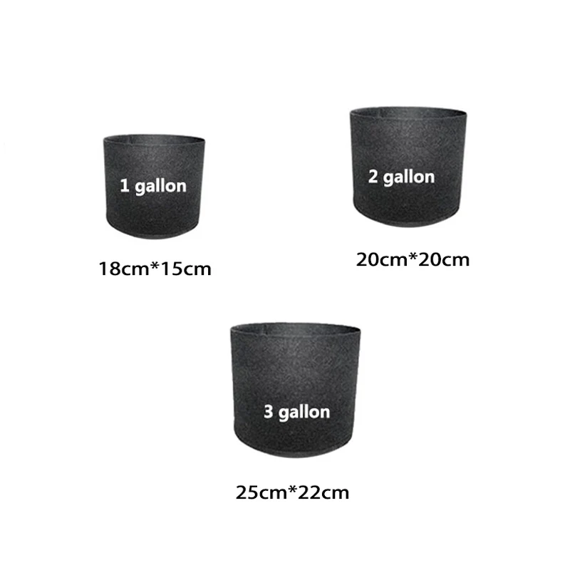 1 2 3 Gallon Plant Grow Bags Planter Pots Non-Woven Fabric Nursery Flower Pots Eco Friendly Tree Bag Growth For Veg Seeding