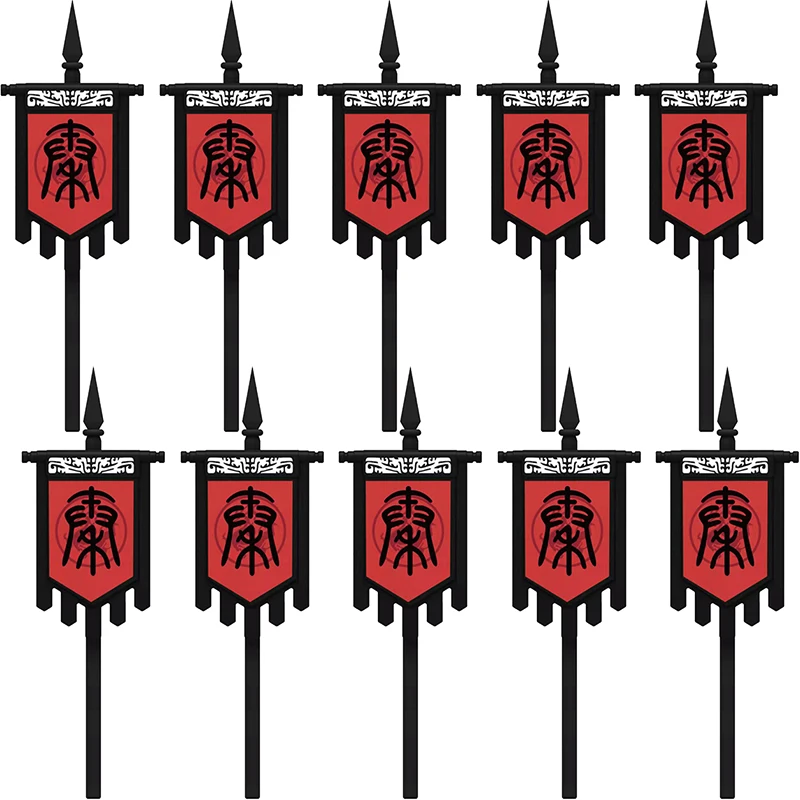 Medieval Accessories MOC Flags Compatible Ancient China Military Soldiers Figures Building Blocks Kids Toys