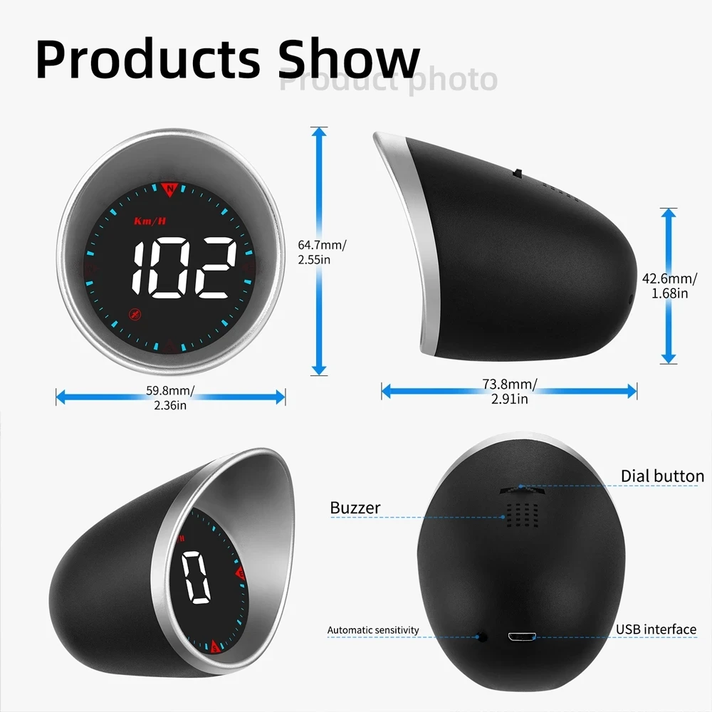 جديد G5 HUD مع واجهة USB للدراجات النارية مع نظام تحديد المواقع البوصلة الإلكترونية عرض سرعة القيادة الأميال تحذير السرعة