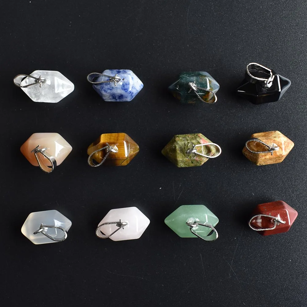 Wholesale 24pcs/lot 2020 trendy mixed natural stone pillar shape point charms pendants for jewelry making free shipping