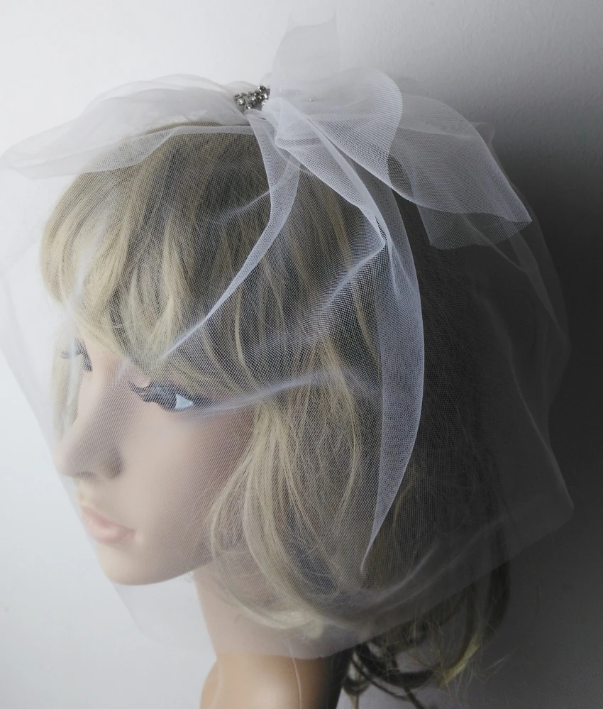 Viola avorio gabbia per uccelli velo di cristallo pettine gabbia velo pettine velo da sposa corto maglia fard Cap accessori da sposa