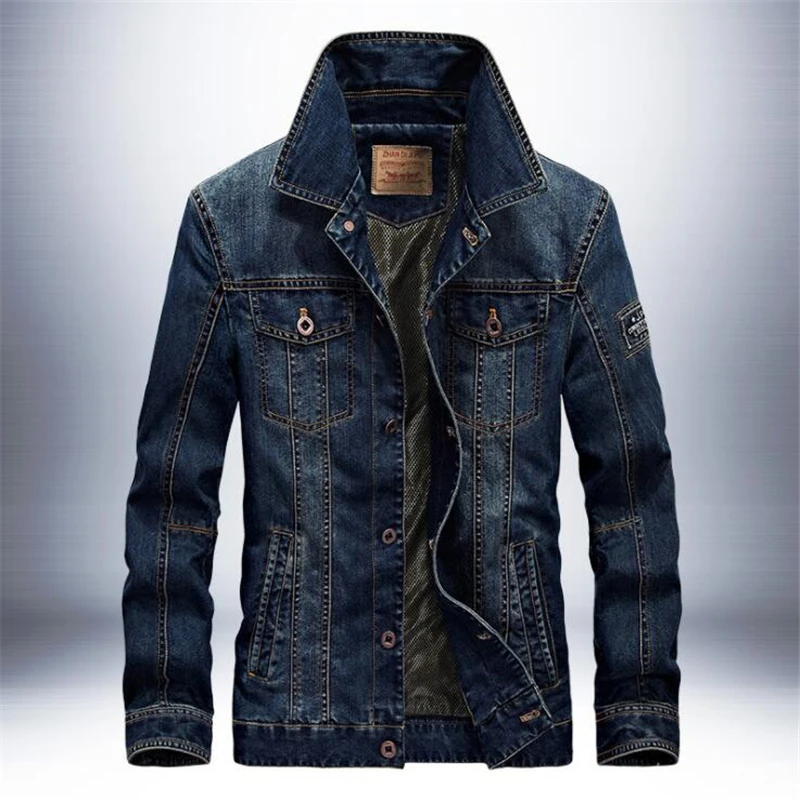 MEN Retro Denim Jackets for Men - Casual Bomber Jacket