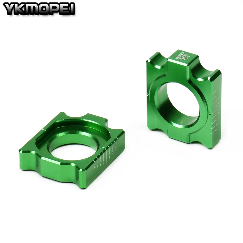 Green CNC Chain Adjuster Rear Axle Block Kit for KX125 KX250F KX450F KX450R 2004-2015 Fit KXF Motorcross Dirt Bike New