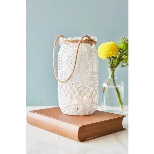 Rigging House Straw Drawstring and Lace Braided Jar Candle Holder