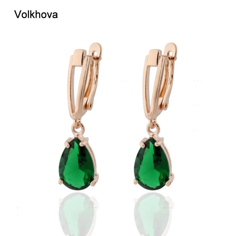 Luxury Quality Jewelry Cubic Zirconia Rose Gold Color Earrings for Women Water Drop Earrings Korean Style Dangle Earring