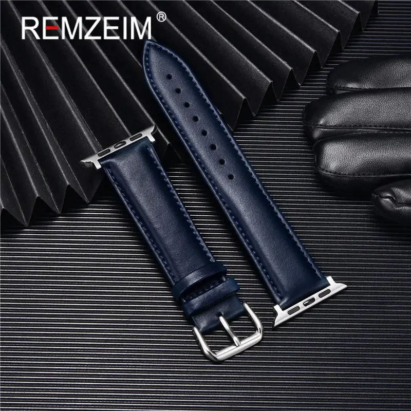 Calfskin Soft Leather Watchband  for Apple Watch Ultra 8 7 SE 6 5 4 3 2 1 Watchban Casual Replace Strap image 2