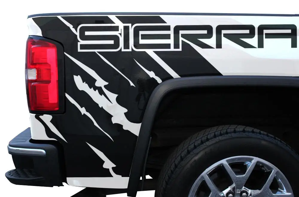 2pc Pickup Truck Tail Side Car Stickers Sierra Emblem Badge Vinyl Decals Decoration Sticker For Gmc Sierra (2014-2017) Custom