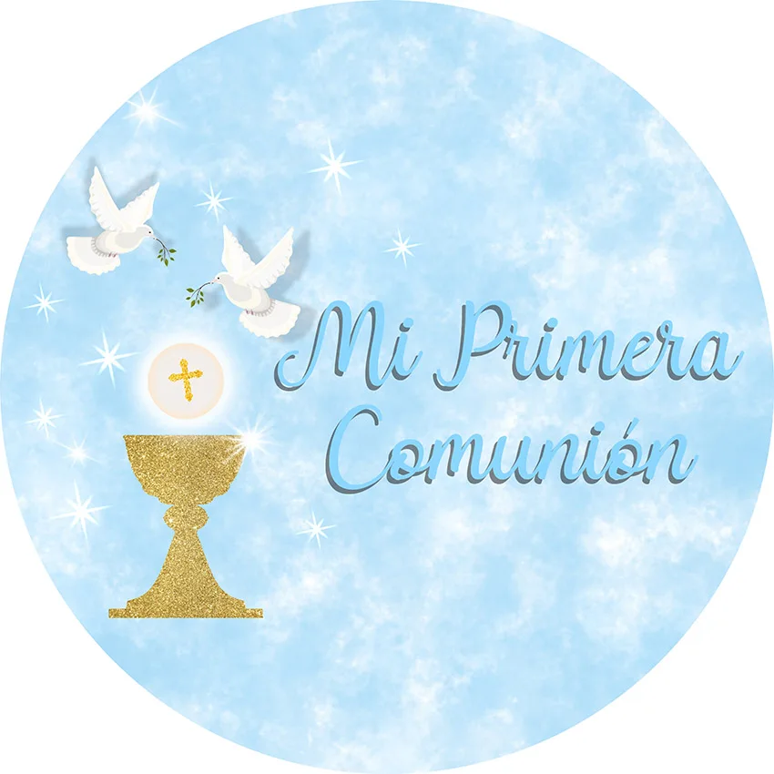 Mehofond First Communion Photography Background Blue Holy Cross Grail Peace Dove Religious Baptism Decor Backdrop Photo Studio