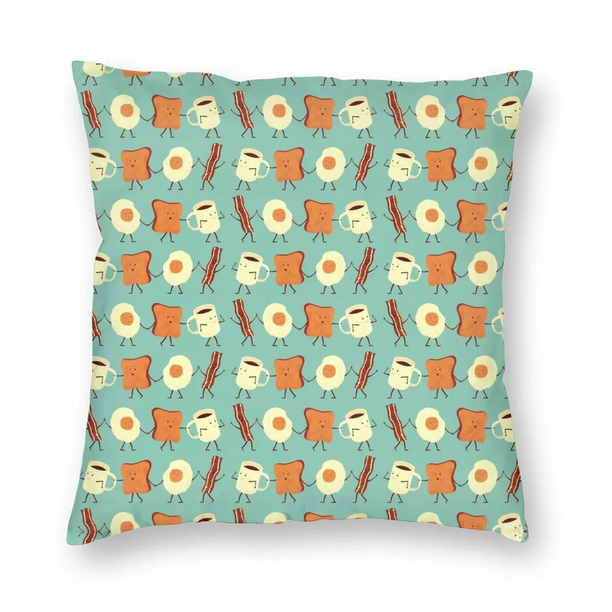 

Let's All Go And Have Breakfast Square Pillowcase Polyester Linen Velvet Pattern Zip Decor Pillow Case Home Cushion Cover