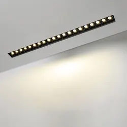 Frameless LED Ceiling Lamp Recessed Magnetic Linear Spotlight Dimmable Long Strip Floodlight for Restaurant Living Room 54cm 20W