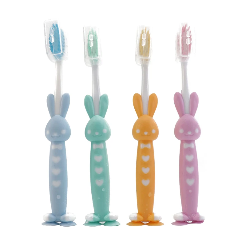 4pcs/Set Household Cartoon Toothbrush Children Bamboo Charcoal Soft Hair Sets Silicone Cute Clean Brushing Teeth Toothbrush 2021