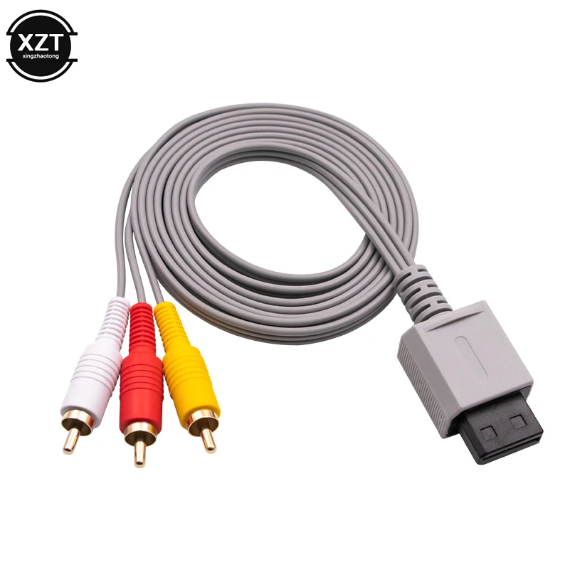 1.8m 3 RCA Cable for Nintendo Wii controller Console Audio Video AV Cable Composite 480p Gold-plated 3RCA for will Cable cord