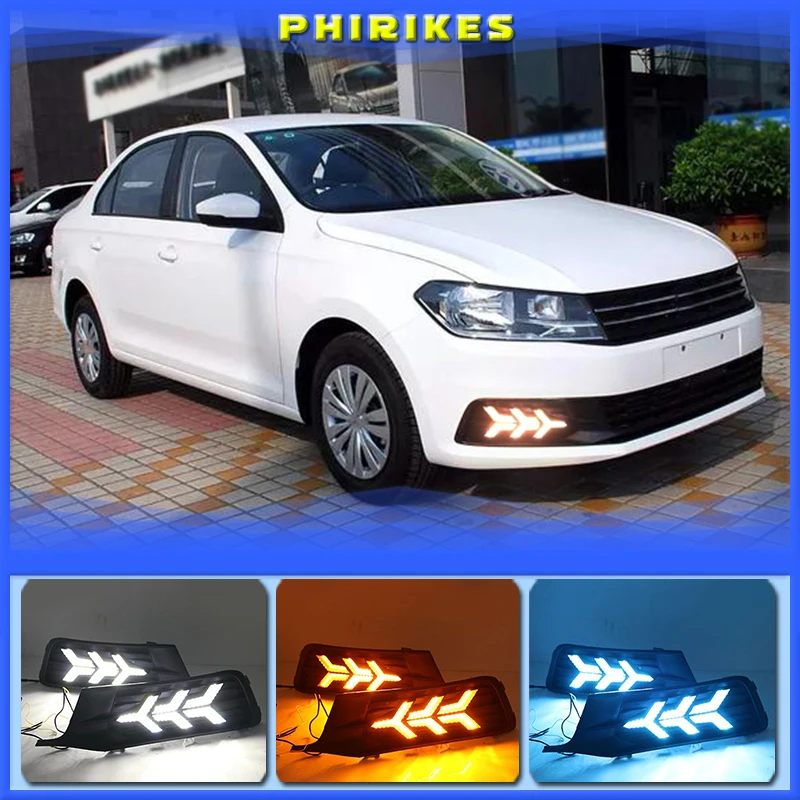 DRL daytime light Head Lamp For Volkswagen Santana Headlight 2016 Headlights LED Headlamp day running light