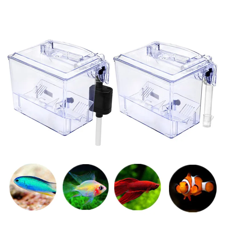 Acrylic External Hanging Aquarium Breeding Isolation Box Mini Fish Tank Hatchery Incubator House for Small Fish Shrimp