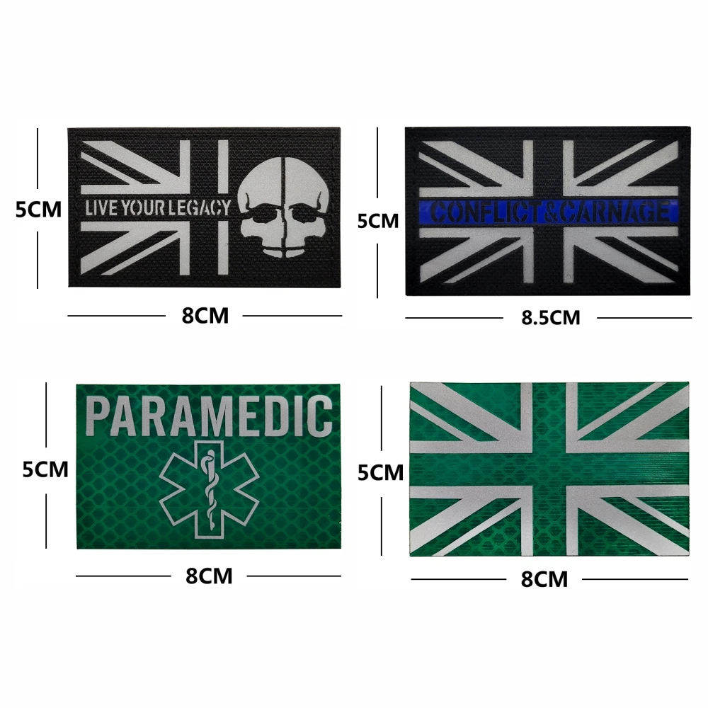 UK Skull IR Patch Military Armband Badge Sticker Applique Embellishment Live Your Legacy Paramedic Tactical Decorative Patches