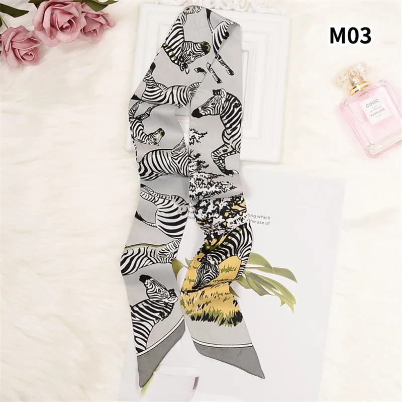 Pferd Druck Tasche Schal 2024 Neue Kleine Dünne Seide Schal Frauen Luxus Marke Foulard Frauen Krawatte Mode Kopf Schals für Damen