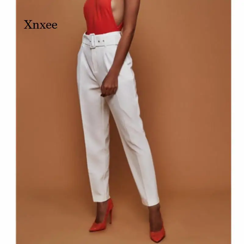 

Summer Women's Cropped Pants High Waist Straight Pants Elastic Drawstring Casual Pants Waistband and Ankle Pants