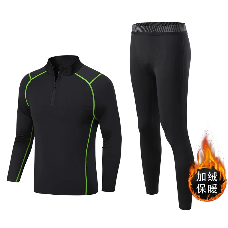 Winter Ski Underwear Compression Long Sleeve Men Fleece Warm Base Layer Sports Kids Thermal Underwear Track suit Men Sportswear