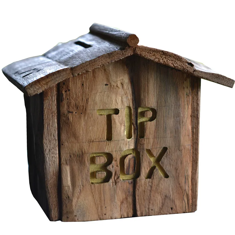 Handcraft Wood Outdoor Mailbox Gardening Solid Wood Piggy Bank Home Furnishings Pendant Creative Children's Saving Change Box