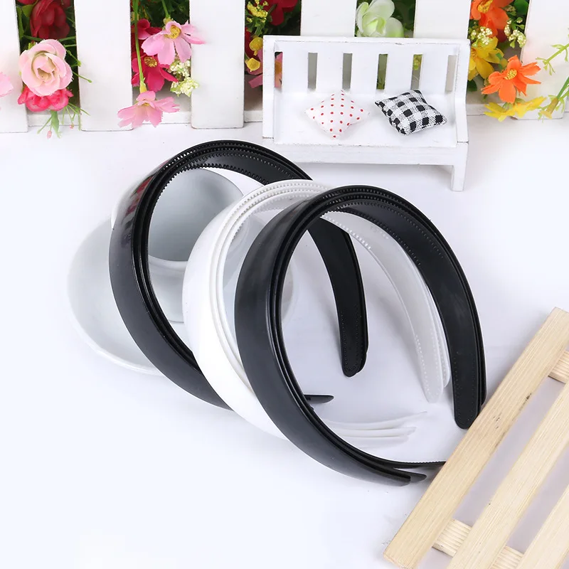 20pcs/lot 25mm Arc Surface Plastic Hairband with Teeth Lady DIY Craft Headband Resin Hair Hoop Hair Accessories Headwear