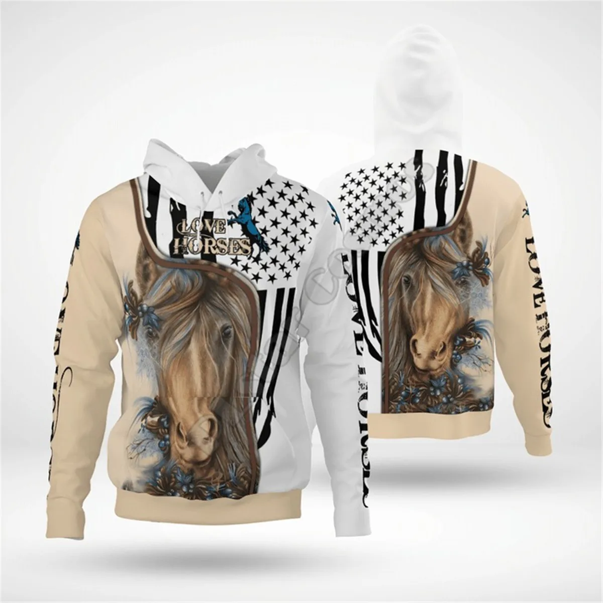 Love Horse 3D Printed Hoodies Funny Pullover Men For Women Funny Sweatshirts Animal Sweater Drop Shipping Style-1