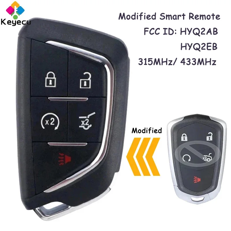 

KEYECU Modified Smart Remote Car Key With 5 Buttons for Cadillac ATS CTS XTS CT6 2015 2016 2017 2018 2019 Fob HYQ2AB / HYQ2EB