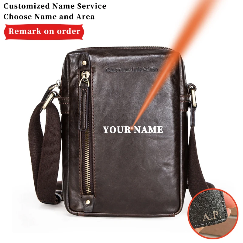 Multifunction Free Engraving Shoulder Bag Messenger Bags for Casual Fashion Genuine Leather Crossbody Bag Male Business for Men