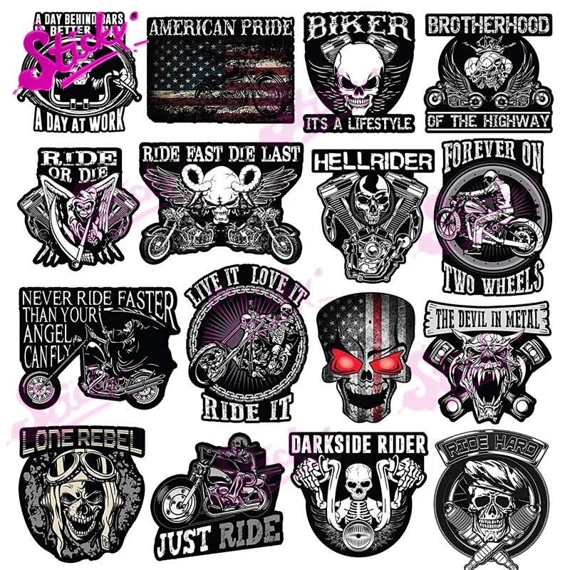 STICKY Adults Badass Skulls Car Stickers Motorcycle Decals for Bicycle Motorcycle Accessories Laptop Helmet