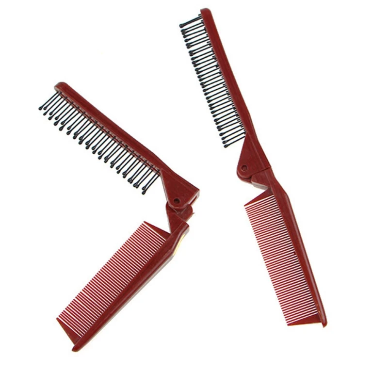 المحمولة السفر للطي فرشاة الشعر المدمجة جيب الشعر مشط مزدوج الرأس مكافحة ساكنة أمشاط للنساء الرجال