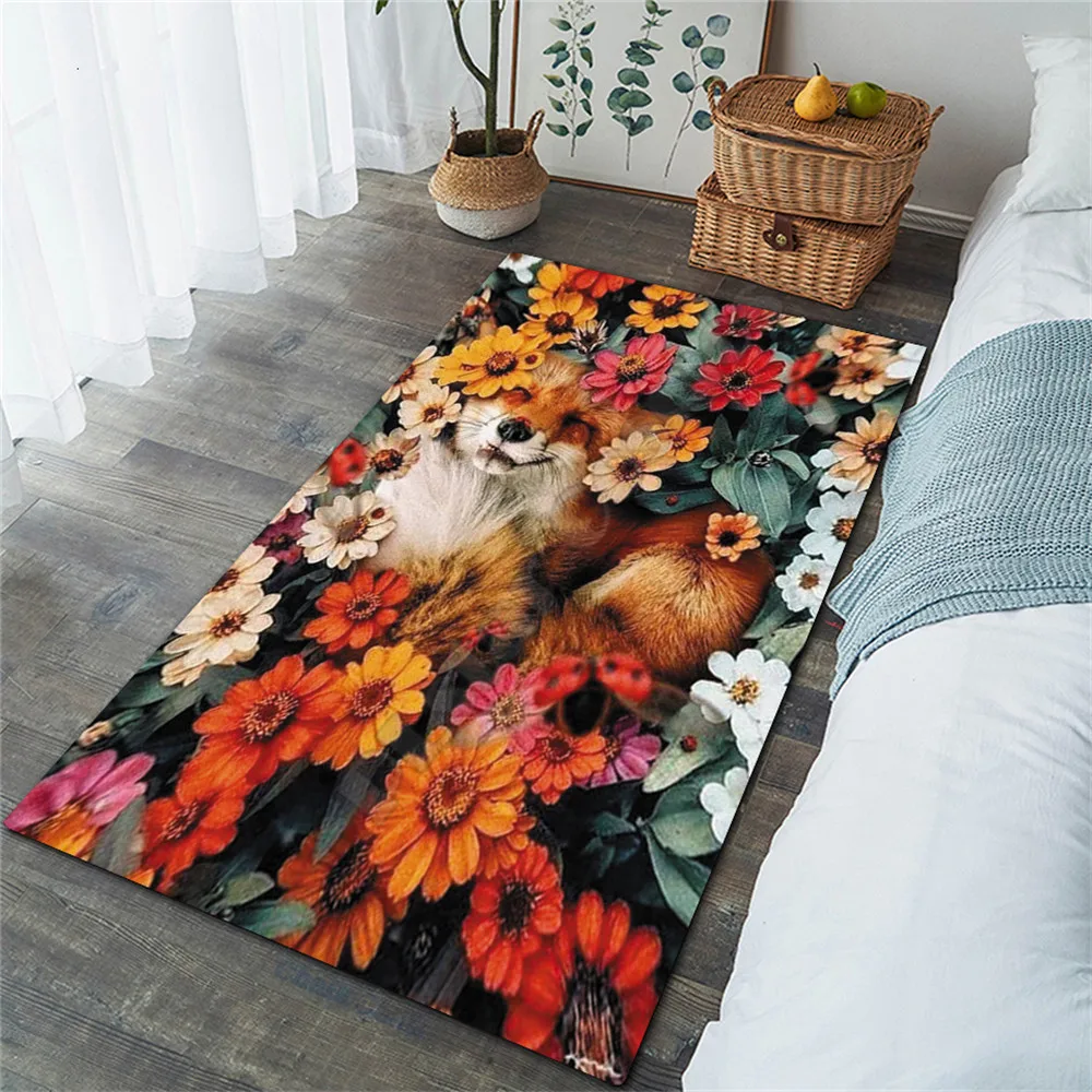 

Flower Fox Area Rug 3D Printed Rugs Mat Rugs Anti-slip Large Rug Carpet Home Decoration 03