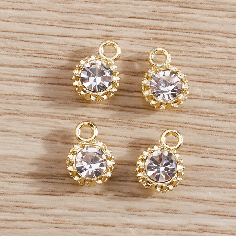 8pcs 4*7mm Shining Crystal Mini Charms Pendants for Making Necklace Earrings Bracelets Handmade Jewelry Craft Decorations