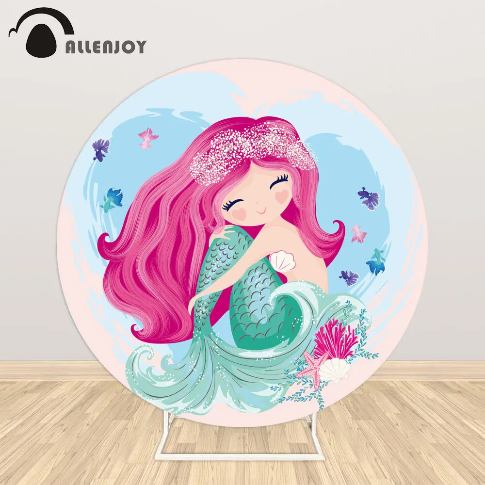 

Фон для фотосъемки Allenjoy с изображением круга русалки вечеринки дня рождения