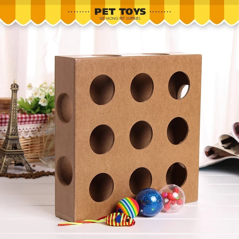 Puzzle Cat Hunt Educational Toy Cat Training Tool Made Wooden Maze Interactive Funny Mouse Game Balls Toys For Cats Play Kitten