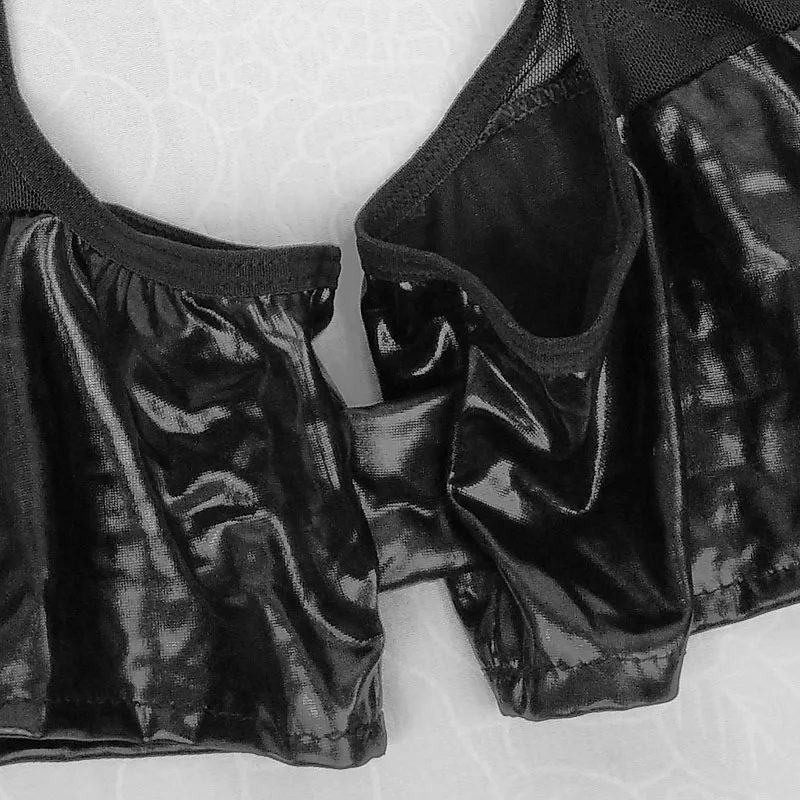 Open Butt  Mens Faux Leather Boxers Shorts Underwear Erotic Lingerie Crotchless Sissy Panties Mesh Male Underpants Clubwear