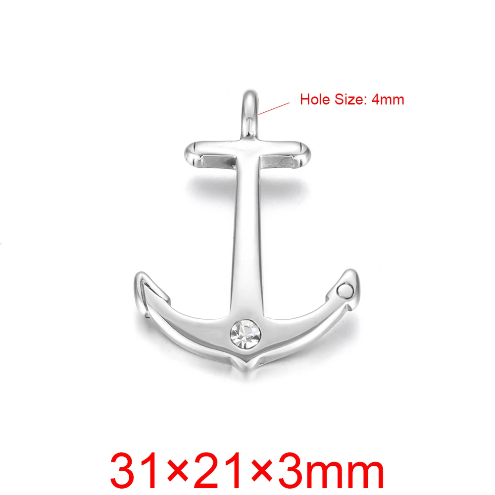  Stainless Steel Anchor Pendant Polished Charms Connector Hole 4mm Bracelet Hook Closure DIY Accessories Jewelry Making image 4