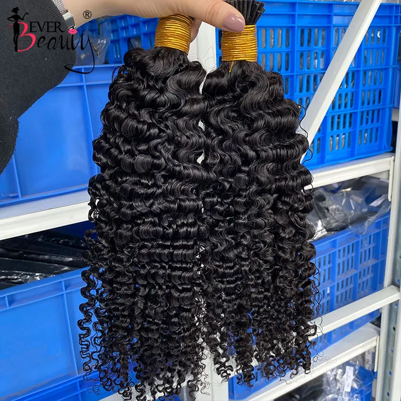 3B 3C Kinky Curly I Tip Microlinks ผมต่อมนุษย์บราซิล Virgin Hair Weave รวมกลุ่ม F ผมจำนวนมาก