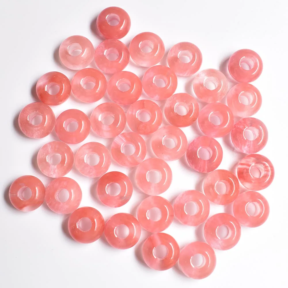 Fashion top quality watermelon red stone round shape big hole charms beads 8x14mm for jewelry marking 50pcs/lot wholesale