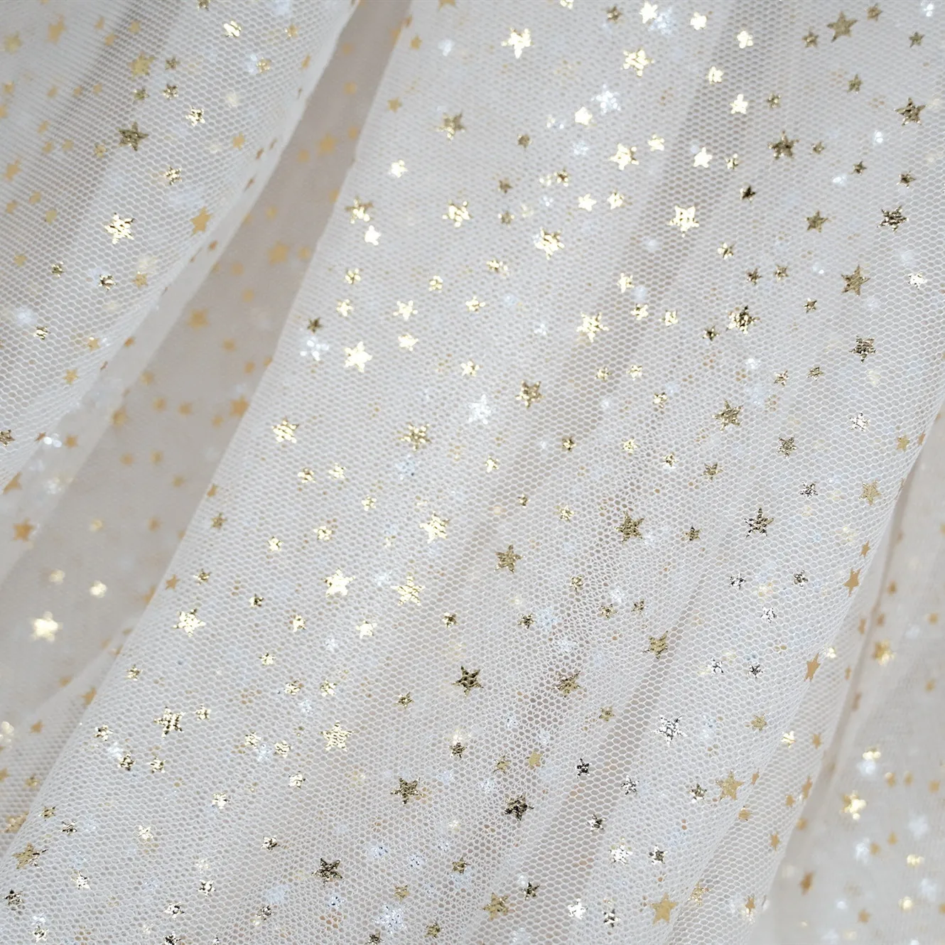 5 Yards Soft Airy Tulle Lace Fabric Print Gold Silver Star Mesh Gauze Fabric For Bridal Gown Dress Curtain Wedding Veil Tutu