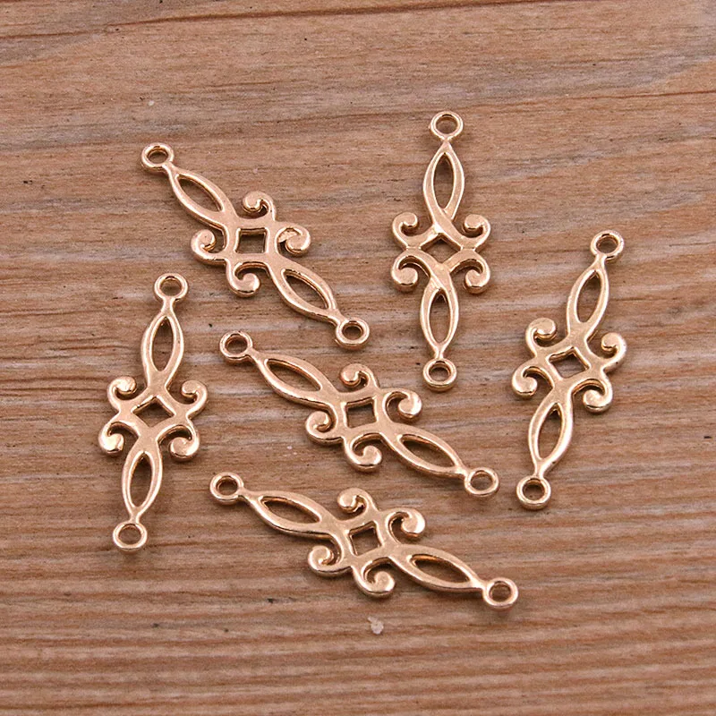 30pcs 9*29mm 3 Color Hollow Flower Connectors Charms Pendants For DIY Jewelry Handmade Necklace Bracelet Making Accessorie