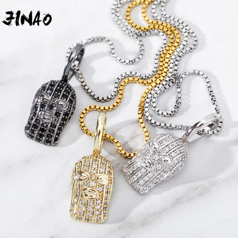 JINAO NEW 925 Silver Mask Pendant Iced Zircon Hip-hop Fashion Men and Women Jewelry For Gift