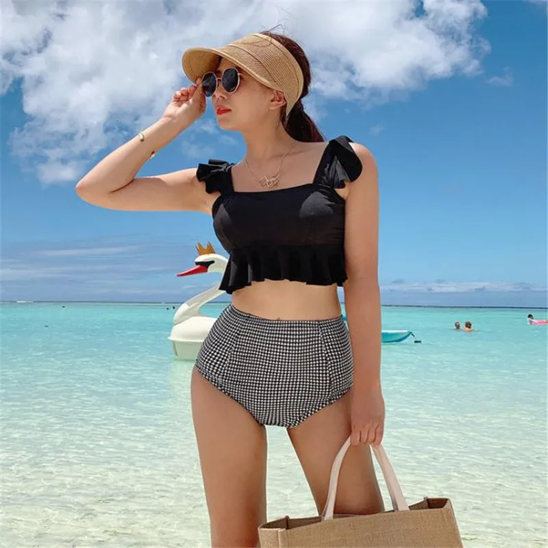 Small fresh and lovely day department new high waist splits body swimsuit